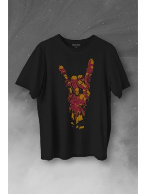 Kendim Seçtim Hey There! Rock Hand Rockstar Urban Baskılı Tişört  T-Shirt