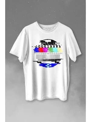Kendim Seçtim No Signal Teletex Nostalji Tv Tele Tex Baskılı Tişört  T-Shirt Beyaz
