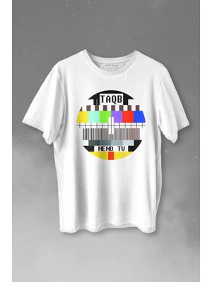 Kendim Seçtim No Signal Teletex Nostalji Tv Baskılı Tişört  T-Shirt Beyaz