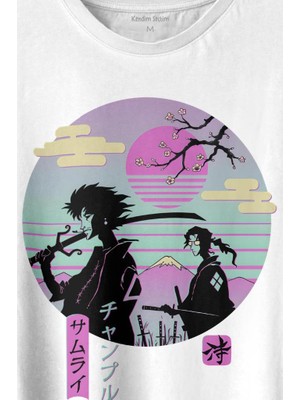 Kendim Seçtim Samurai Chillhop Samuray Japonca Chill Baskılı Tişört  T-Shirt Beyaz