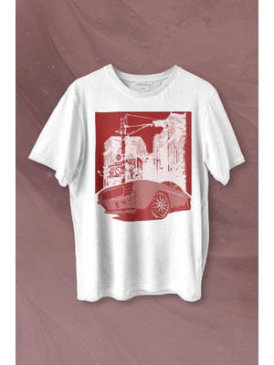 Kendim Seçtim Klasik Araba Retro Vintage Classic Car Motor Baskılı Tişört  T-Shirt Beyaz