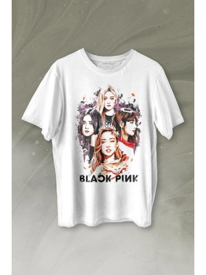 Kendim Seçtim Black Pink Kızları Jennie Rose Lisa Jisoo Baskılı Tişört  T-Shirt Beyaz
