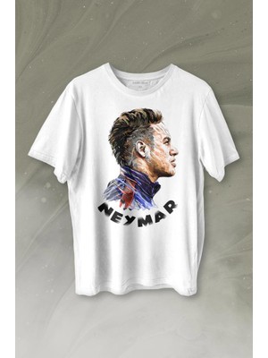 Kendim Seçtim Neymar Jr 10 Psg Baskılı Tişört  T-Shirt Beyaz