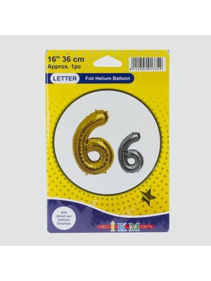 Sarı Renkli 16*36 Rakam Folyo Balon