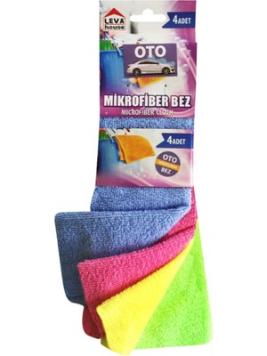 Leva House Mikrofiber Oto Temizlik Bezi 4lü Set