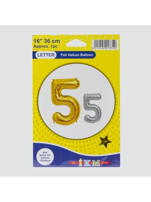 Sarı Renkli 16*36 Rakam Folyo Balon