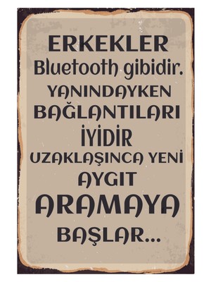 No 77 Erkekler Bluetooth Gibidir Çünkü Ahşap Poster