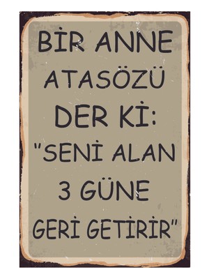 Hyl Bir Anne Atasözü Der Ki Ahşap Poster