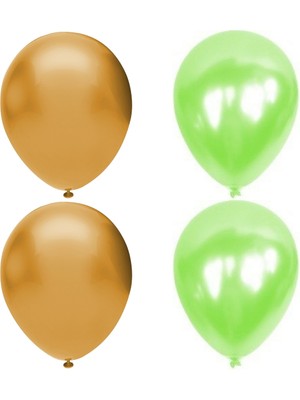 Hknys 15 Adet Açık Yeşil  Altın(Gold)Metalik Balon Helyum Gazı Uyumludur.-Açılış Balonları