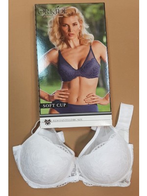 Orkide  8250 Büyük Beden Soft Cup Dantelli Sütyen-Beyaz