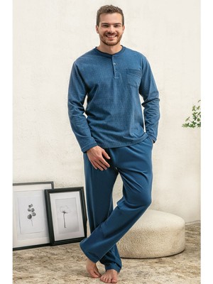 Eros 31010 Erkek Uzun Kollu Pijama Takımı-Mavi