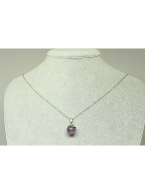 Yaşam Tohumu Ametist Taşı Kolye Ucu Zincirli
