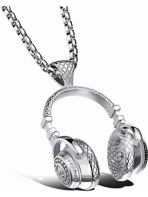 Solfera Headphone Kulaklık Şeklinde Müzik Erkek Çelik Kolye Zincir Q0606