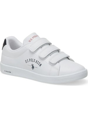 U.S. Polo Assn. Beyaz Cırtlı Kadın Sneaker Sentetik Deri Hafif Kaymaz Taban