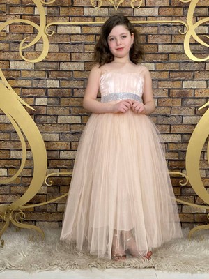 Abiye Kids Beli Pullu Kız Çocuk Abiye Elbise