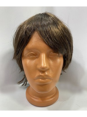 Samur Kısa Model Düz Kesim İçi Astarlı Erkek Peruğu Kahve Renk