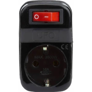 Ufo Tekli Akım Korumalı Anahtarlı Priz 16A 250V, Max 3500W Aşırı Yük Koruması (Siyah)