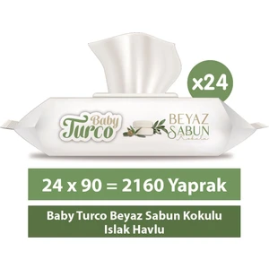 Baby Turco Beyaz Sabun Kokulu Islak Havlu 24X90