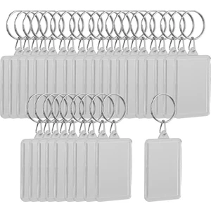 3x 10X Temiz Akrilik Plastik Boş Anahtarlar Fotoğraf Tuşunu Ekleyin Keyfob 38X25MM (Yurt Dışından)