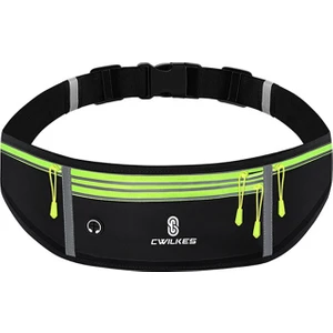 Zsunsky Shop Açık Hava Spor Bel Çantası, Stil: Dört Cep Siyah Yeşil