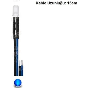 12V LED Kablolu 5 Adet 5mm Mavi Şeffaf - 15 cm