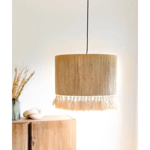 Hasır ve Püsküllü Uzun Bohem Rustik Avize