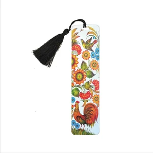 Horozlu Desen Baskılı Püsküllü Kitap Ayracı   BOOKMARKAYRAÇ-120