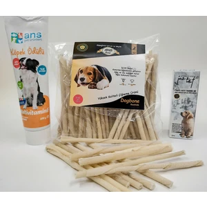 Ans Puppy Burgu Beyaz Çubuk Kemik Eko 50'Li Torba Çiğneme Kemiği + Multivitamin + Tuvalet Eğitim Damlası