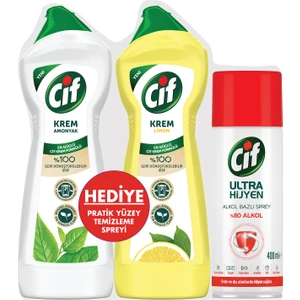 Krem Yüzey Temizleyici Limon 750ML  + Cif Amonyaklı 750ML + Cif Sprey Aerosol 400ML