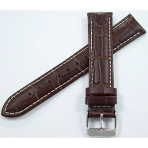 Ezgi Elektronik Bizon Deri Saat Kayışı 20MM Kahverengi Saat Kordonu Krokodil Beya