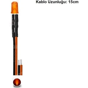 12V LED Kablolu 5 Adet 5mm Turuncu Şeffaf - 15 cm