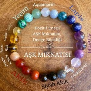 Sertifikalı   Aşk Mıknatısı Bileklik Yeşim, Lapis, Ametist, Akik, Pembe Kuvars, Kaplangözü, Kehribar, Sitrin
