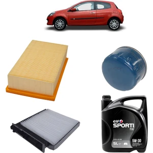 Renault Clio 3 1.5 dCi Filtre Yağ Bakım Seti 2005-2012 3Plus KİT1043C Sporti 5W-30 5 Litre