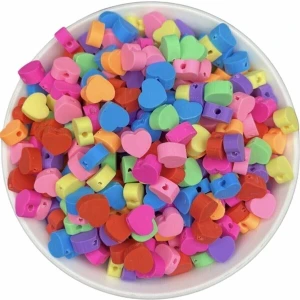 Flea Market 25 Adet Polimer Kil Renkli Kalp Model Fimo Boncuk,takı Yapımı