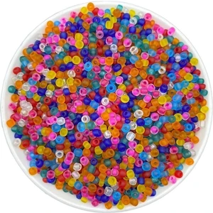 Flea Market 50 gr Mat Buzlu Karışık Renkli Cam Kum Boncuk, Takı Yapım Boncuğu ( 50GR,~750 Adet)