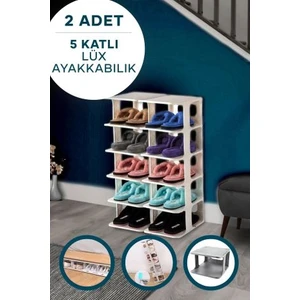 Mim Life 2 Adet Beyaz Ayakkabılık 5 Katlı Plastik Ayakkabı Düzenleyici Organizer Raf Ünitesi