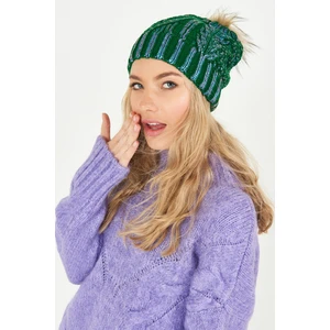 Simli Ponponlu Akrilik Bere - PS258