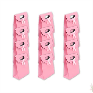 Süsle Bebek ve Parti El Geçmeli Karton Çanta 16 x 12 x 6 Cm, Pembe - 12 Adet