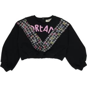 Kız Bebek Kazayağı Desenli Tül Detaylı Sweatshirt