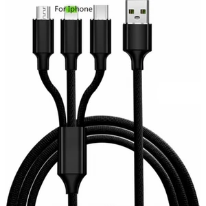 Hızlı Şarj Kablosu Kopmaz 3 Ü 1 Type-C-Micro-Andoid-Iphon