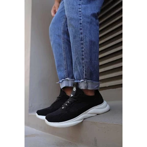 Sneakers Ayakkabı 065 Siyah Süet (Beyaz Taban)