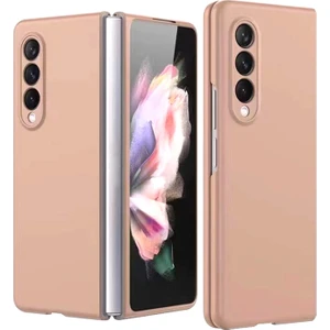 Galaxy Z Fold4 Deri Telefon Kılıfı - Altın (Yurt Dışından)