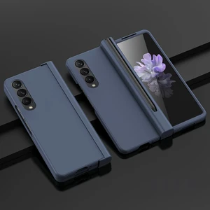 Galaxy Z Fold4 5g Deri Telefon Kılıfı - Mavi (Yurt Dışından)