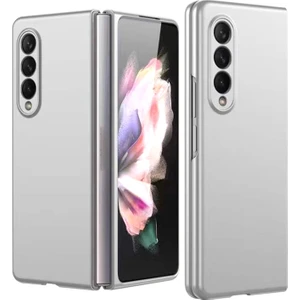 Galaxy Z Fold4 Deri Telefon Kılıfı - Gümüş (Yurt Dışından)