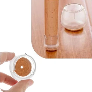 Adem Koç Plastik Sandalye Pabucu 4 Adet Şeffaf, Masa Sandalye Zemin Koruyucu 17 mm - 21 mm