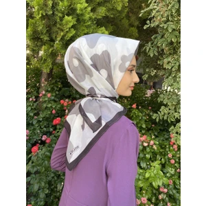 Ipekyolu Eşarp Eflatun Scarf Pamuklu (Cotton) Çiçek Desenli Eşarp 00588