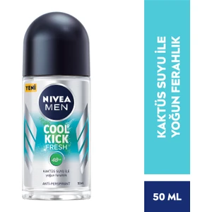 NIVEA Men Erkek Roll-on Deodorant Cool Kick Fresh 50ml, Ter ve Ter Kokusuna Karşı 48 Saat Anti-perspirant