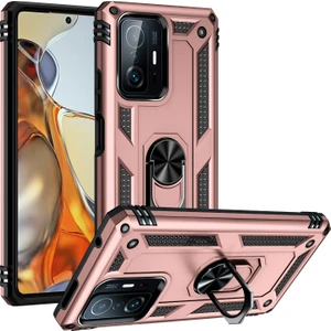 Kny Xiaomi Mi 11T Pro Kılıf Çift Katmanlı Yüzüklü Manyetik Vega Kapak
