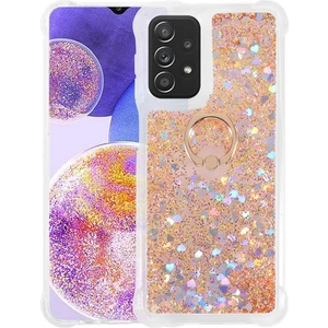 Kny Samsung Galaxy A23 Kılıf Sulu Simli Parlak Yüzüklü Milce Kapak