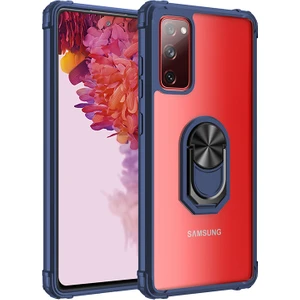 Kny Samsung Galaxy S20 Fe Kılıf Silikon Kenarlı Yüzüklü Manyetik Şeffaf Mola Kapak